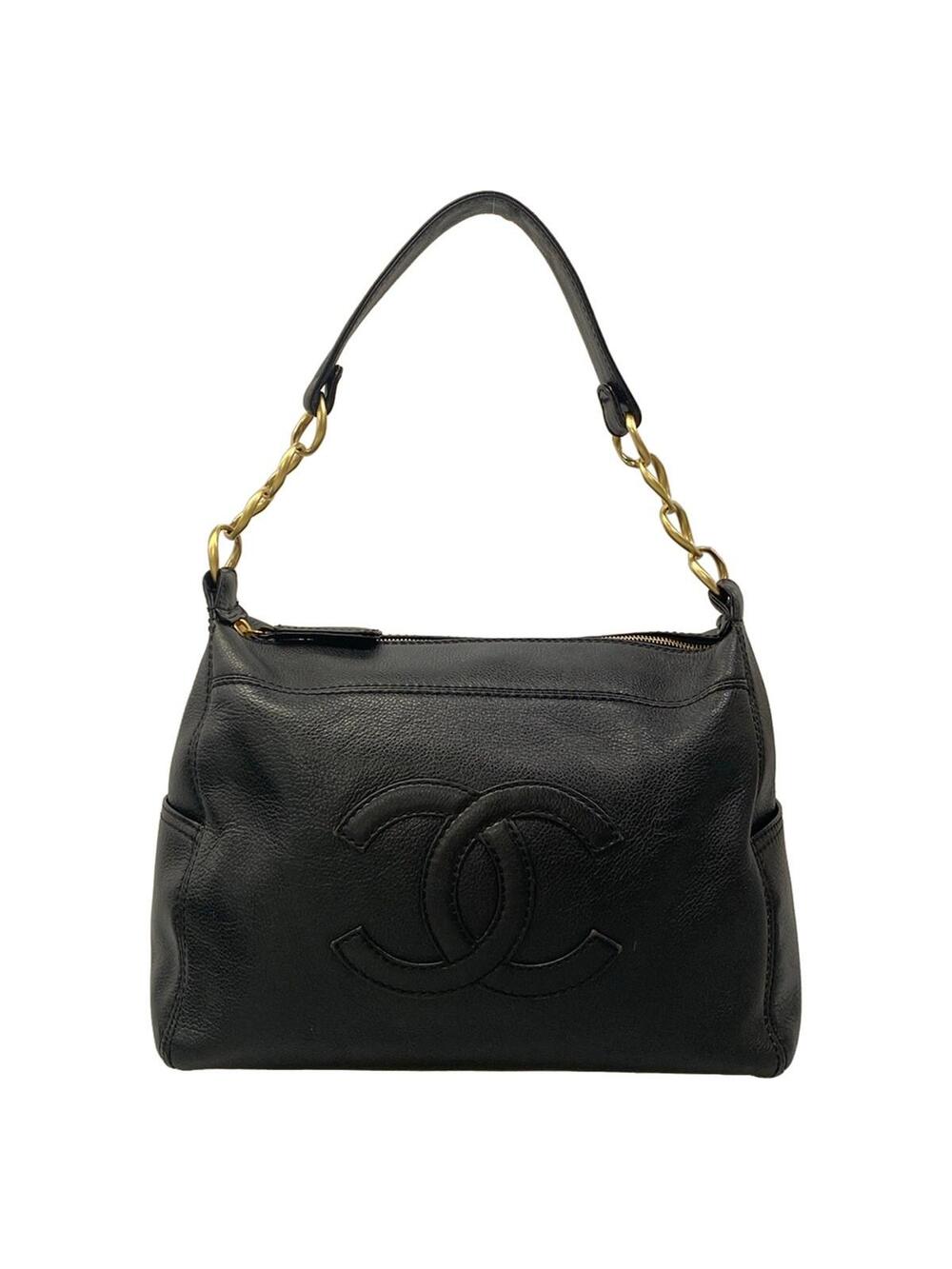 Chanel Black Leather Handbag Gold #363110C24B